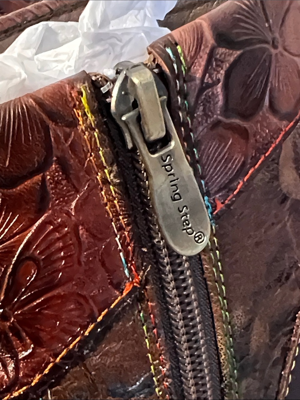 L'Artiste by Spring Step Brown Floral Embossed Leather Lace-Up Boot - Picture 9 of 16